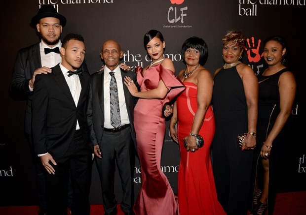 rihanna at diamond ball with family